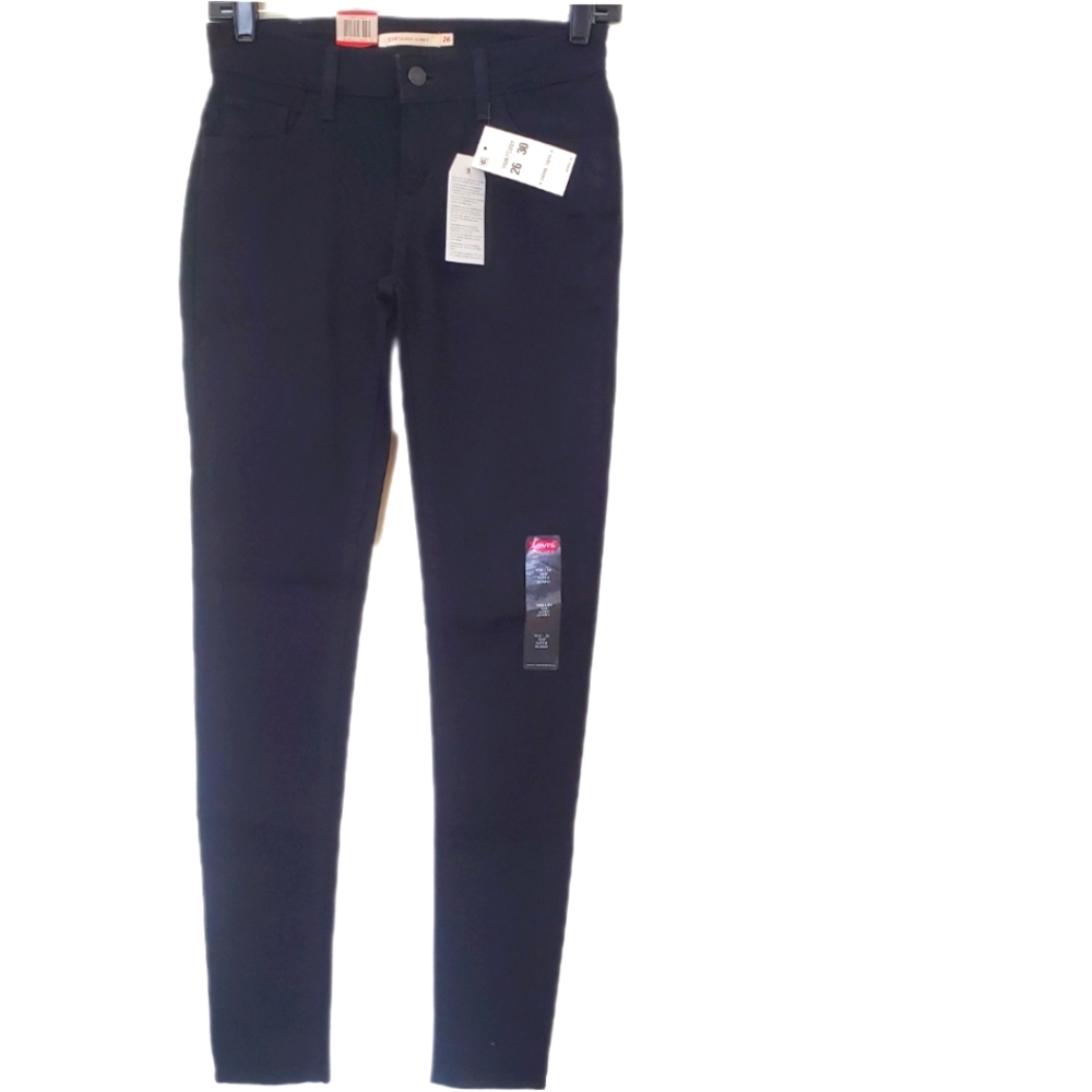 Levi's 535 Super Skinny Jean W26 L30 Black Stretch Denim